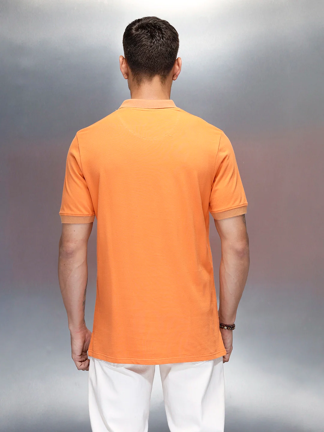 Men's Casual Slim Fit Polo T-Shirt | Orange - Image 3