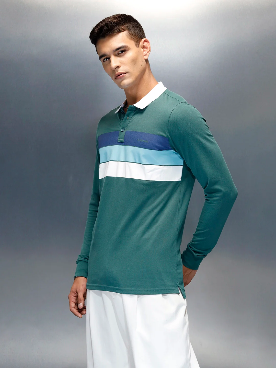 Men's Casual Slim Fit Printed Polo T-Shirt | Green - Image 4
