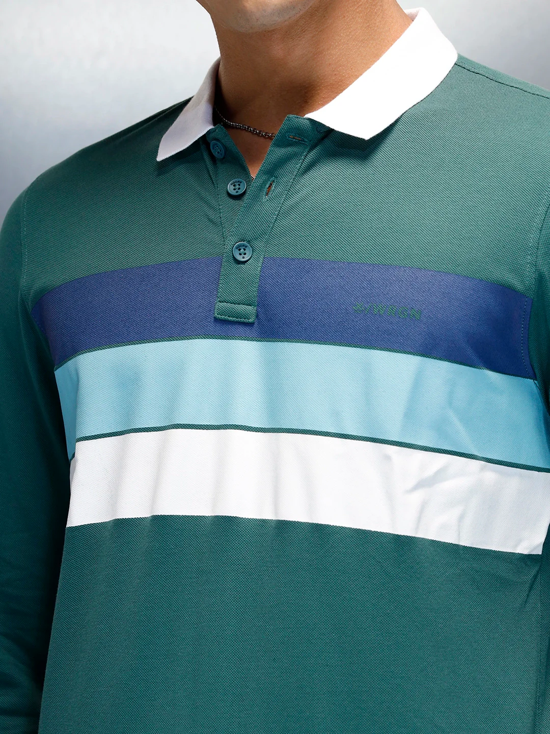 Men's Casual Slim Fit Printed Polo T-Shirt | Green - Image 5