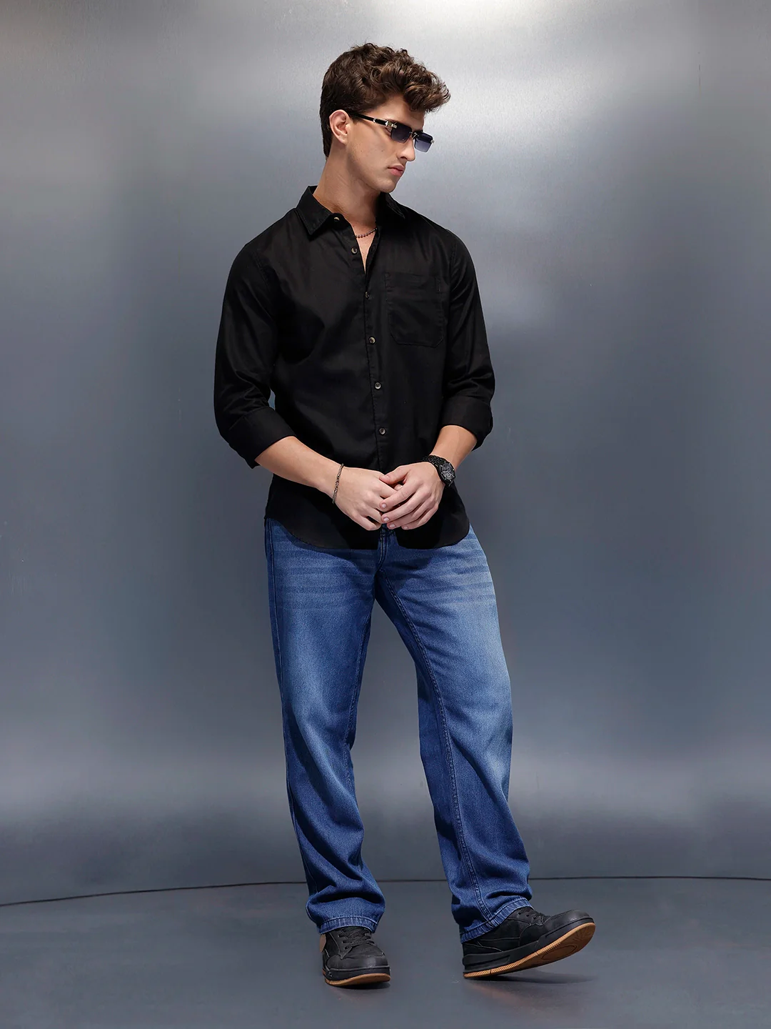 Men's Casual Slim Fit Shirt  | Black - Image 2