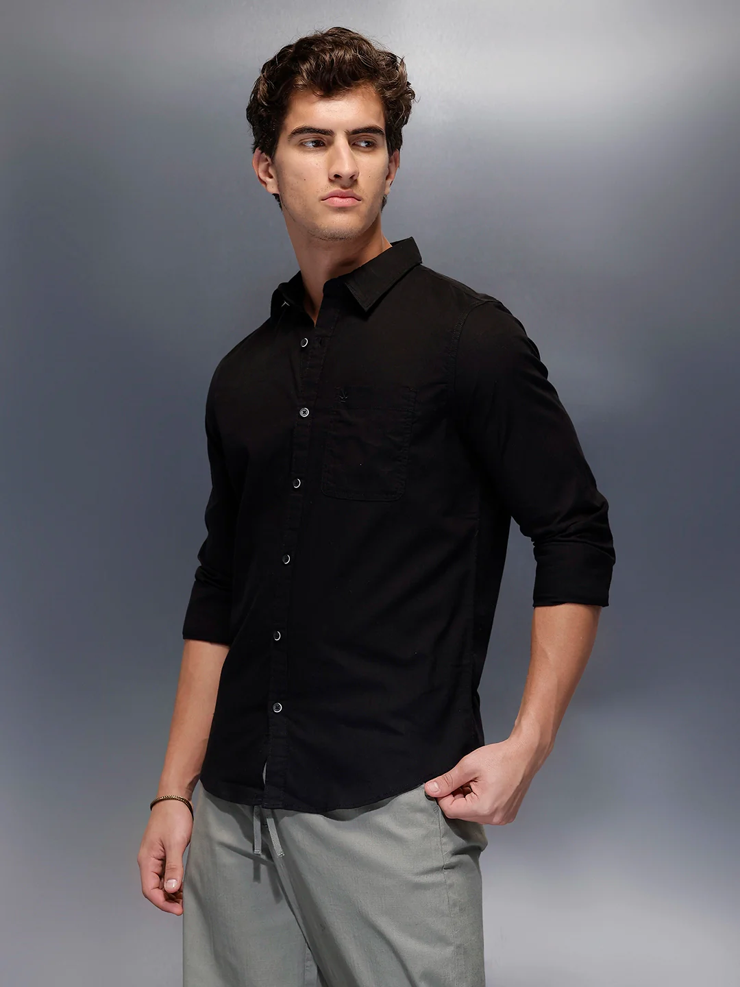 Men's Casual Slim Fit Shirt   |  Black - Image 4