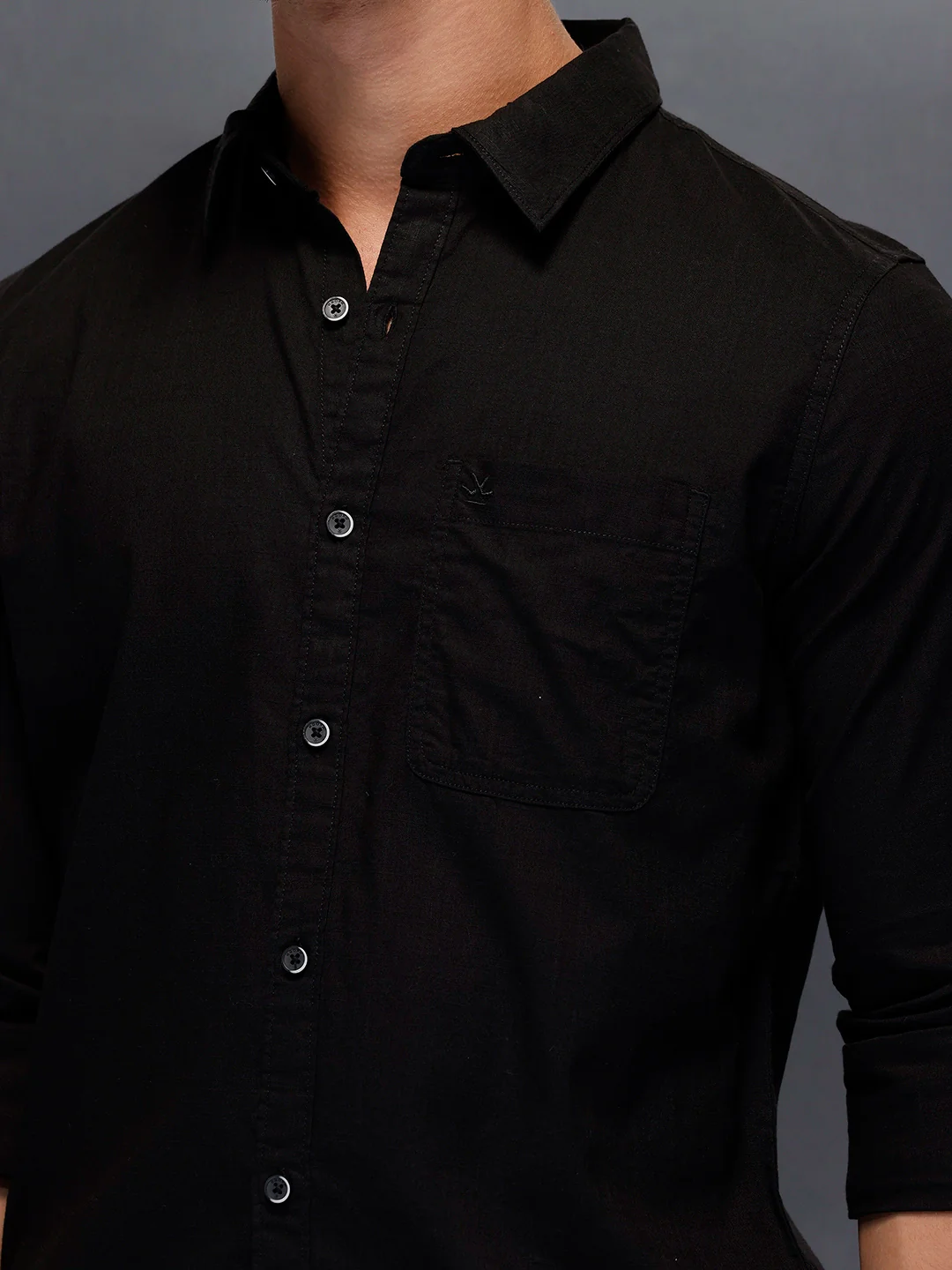 Men's Casual Slim Fit Shirt   |  Black - Image 5