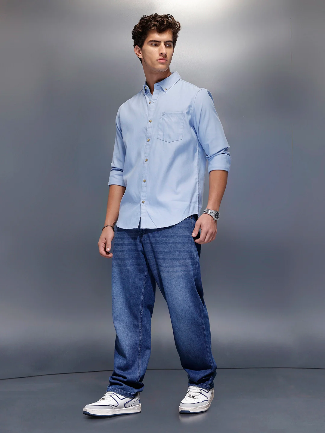 Men's Casual Slim Fit Shirt   |  Blue - Image 2