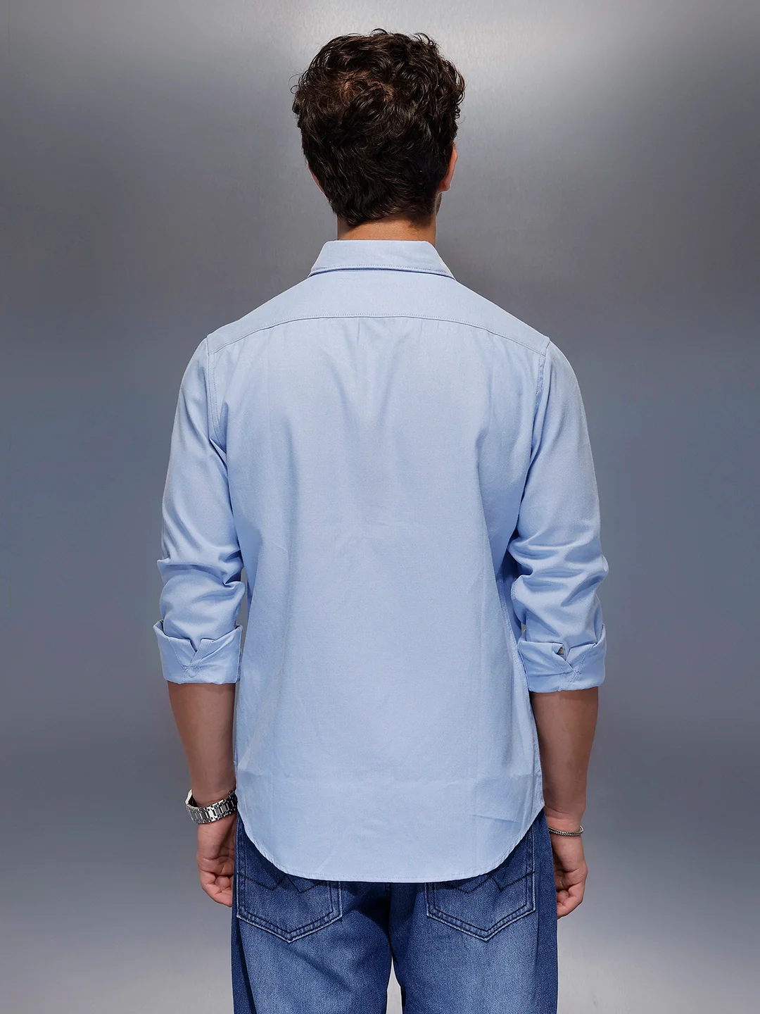 Men's Casual Slim Fit Shirt   |  Blue - Image 3
