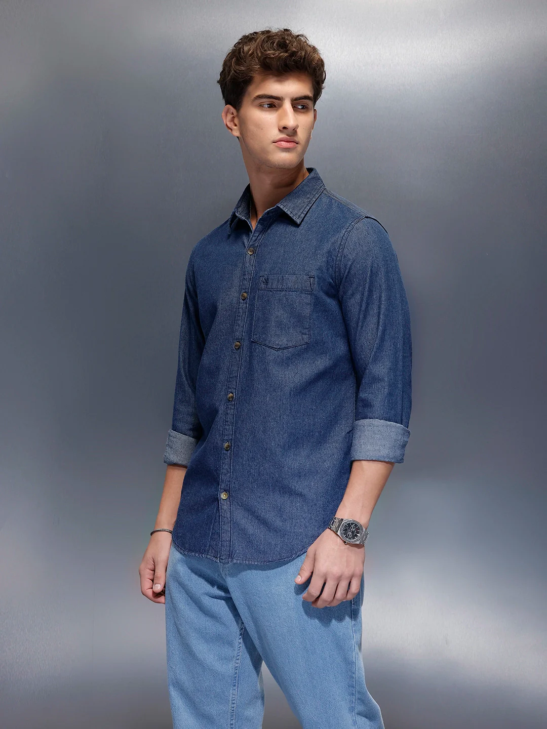 Men's Casual Slim Fit Shirt  | Blue - Image 4