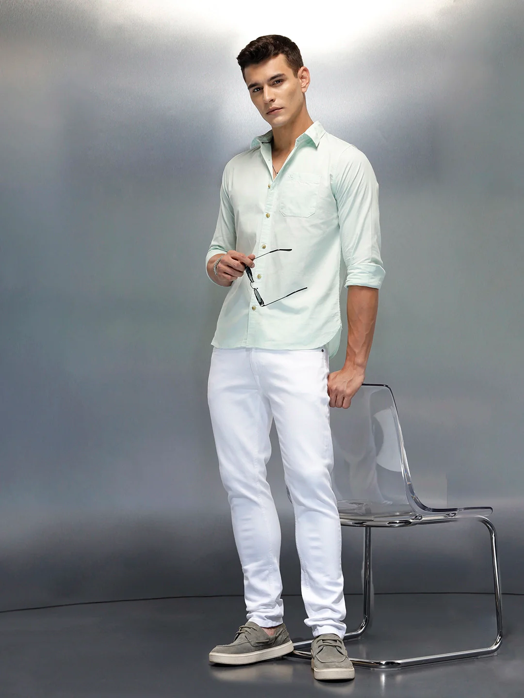 Men's Casual Slim Fit Shirt | Green - Image 2