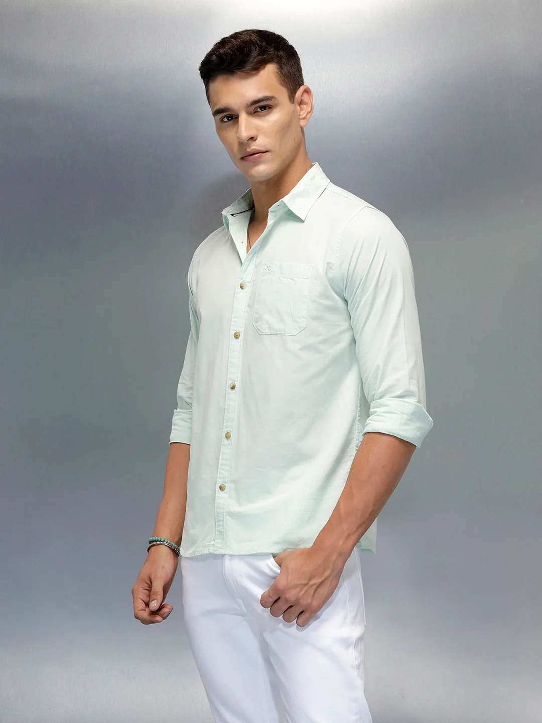 Men's Casual Slim Fit Shirt | Green - Image 4