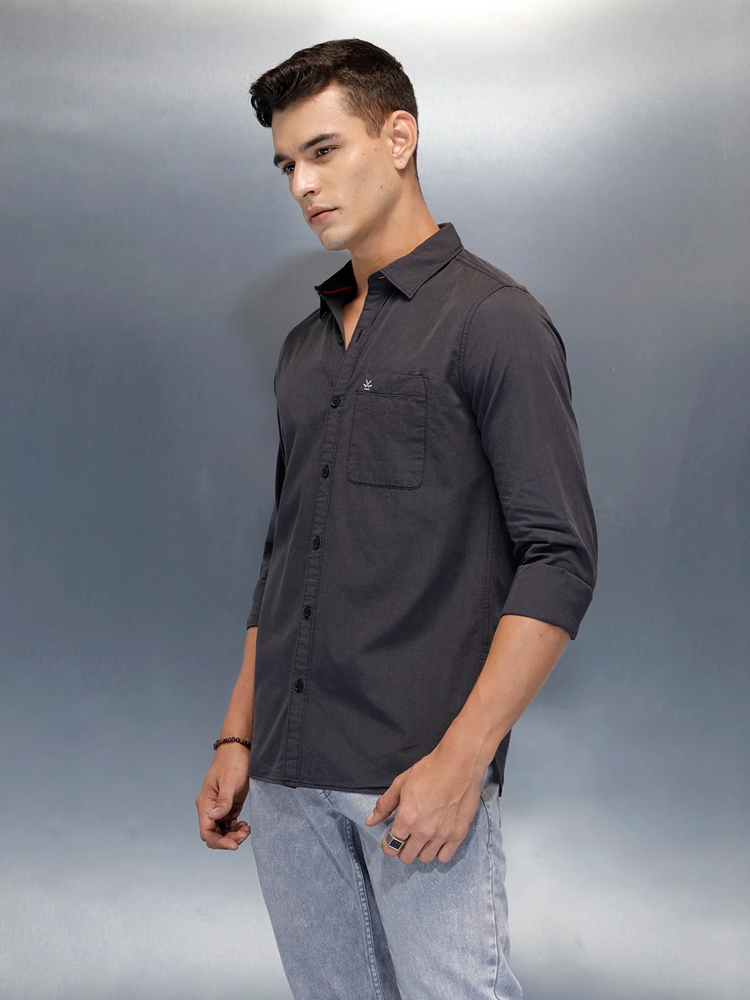 Men's Casual Slim Fit Shirt | Grey - Image 4