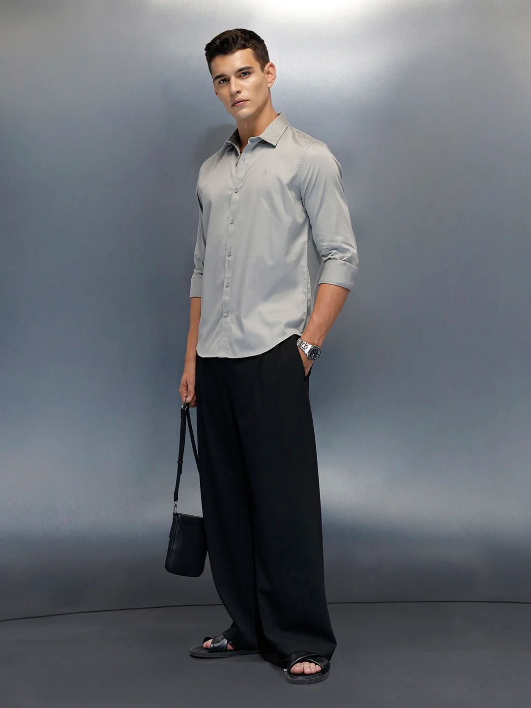 Men's Casual Slim Fit Shirt | Grey - Image 2