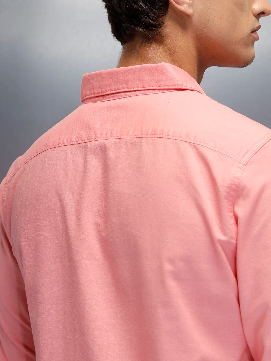 Men's casual slim fit shirt | Pink - Image 5