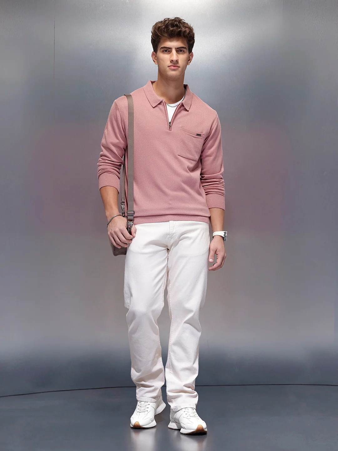 Men's Casual Slim Fit Sweater  | Pink - Image 2