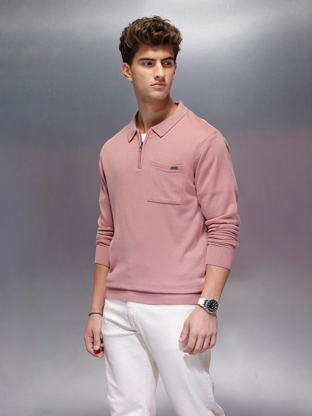 Men's Casual Slim Fit Sweater  | Pink - Image 4