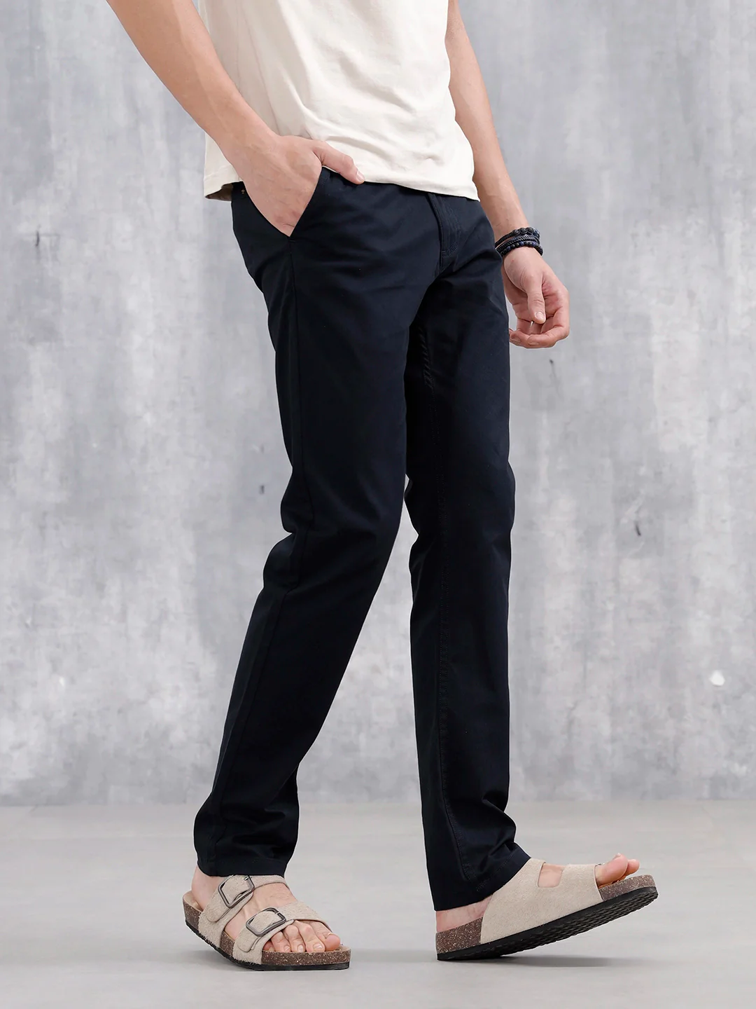 Men's Casual Slim Fit Trousers | Navy Blue - Image 4