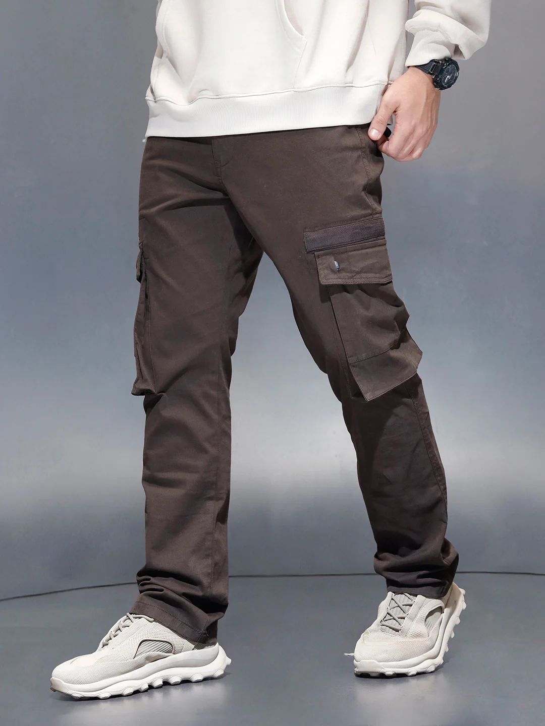 Men's Casual Straight Fit Cargo Trousers | Rust - Image 4