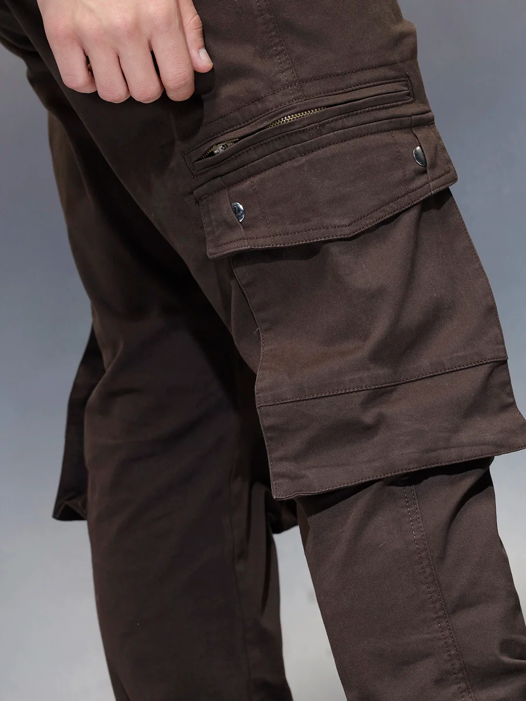 Men's Casual Straight Fit Cargo Trousers | Rust - Image 5
