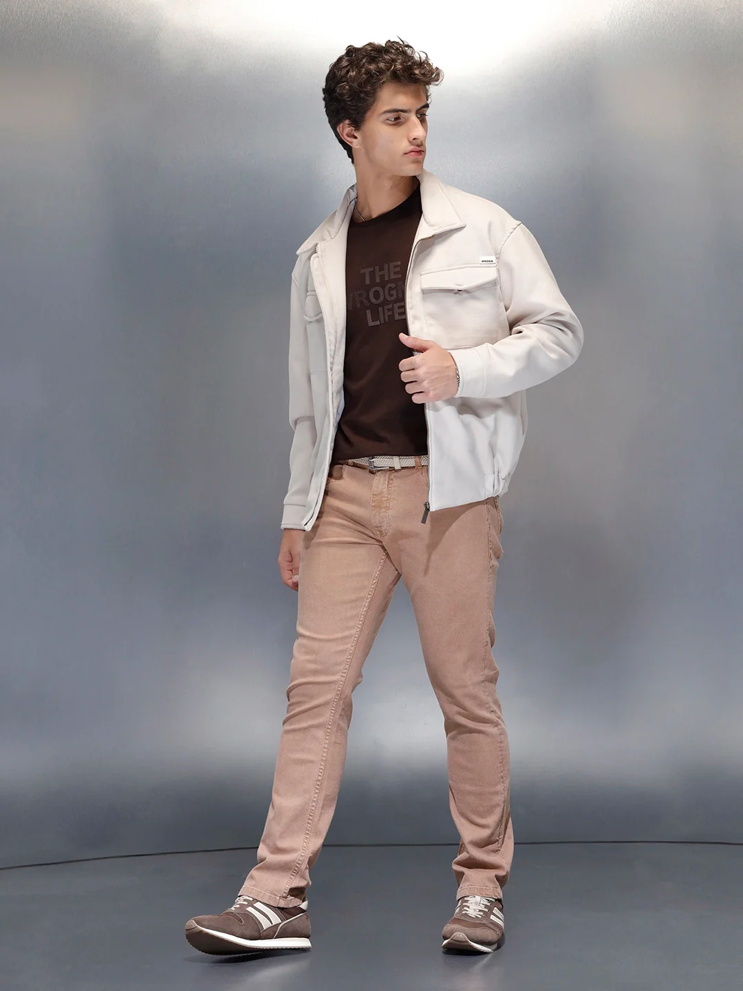 Men's Casual Straight Fit Denim Trousers  | Khaki - Image 2