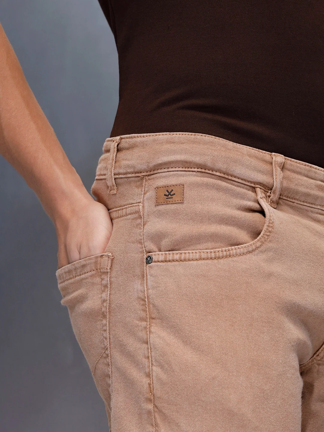 Men's Casual Straight Fit Denim Trousers  | Khaki - Image 5