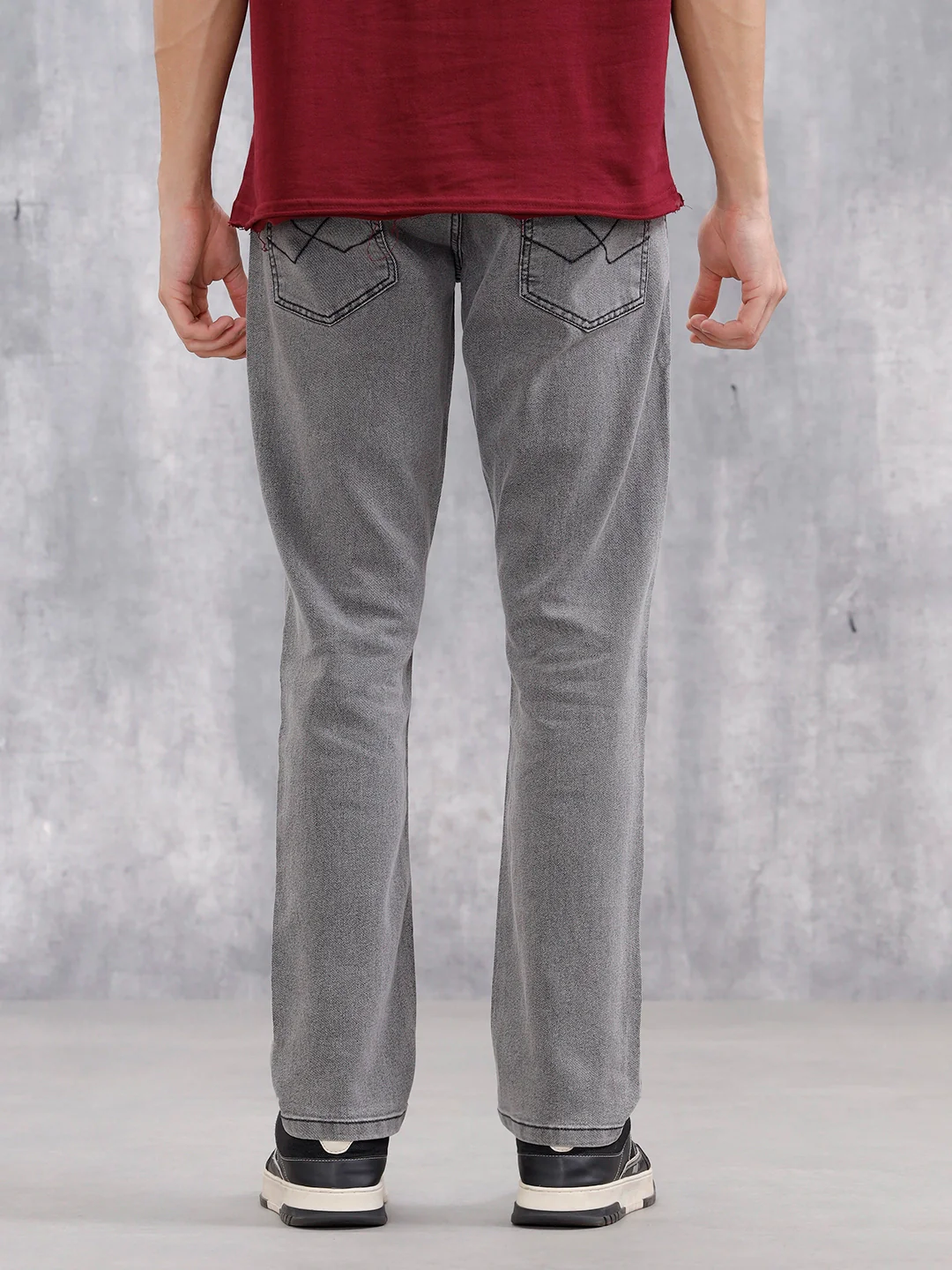 Men's Casual Straight Fit Jeans |  Grey - Image 3