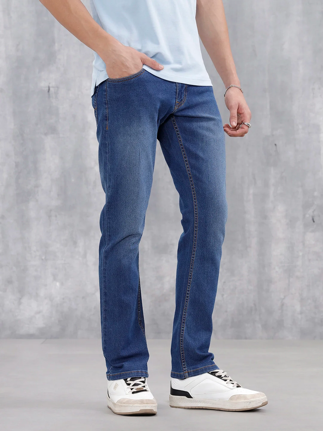 Men's Casual Straight Fit Jeans | Med Stone - Image 4