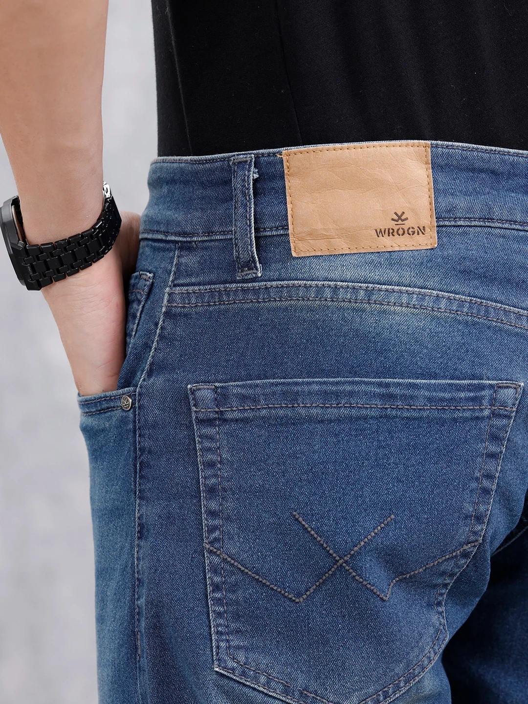 Men's Casual Straight Fit Jeans | Med Stone - Image 5