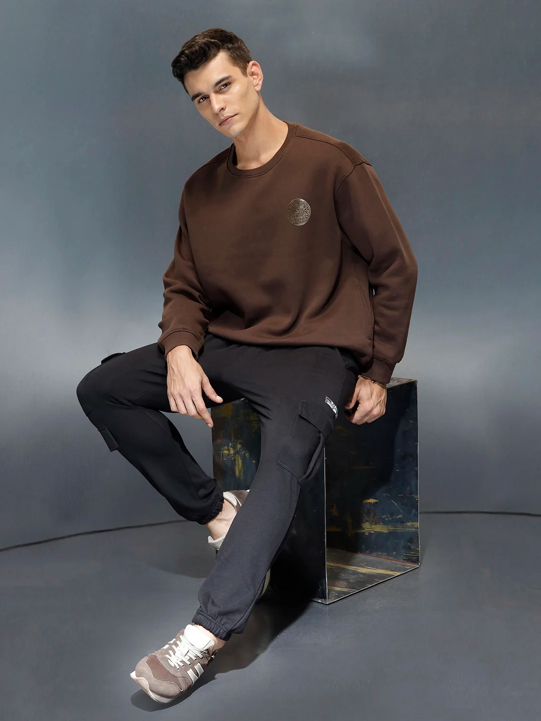 Men's casual straight fit knitted jogger | Black - Image 2
