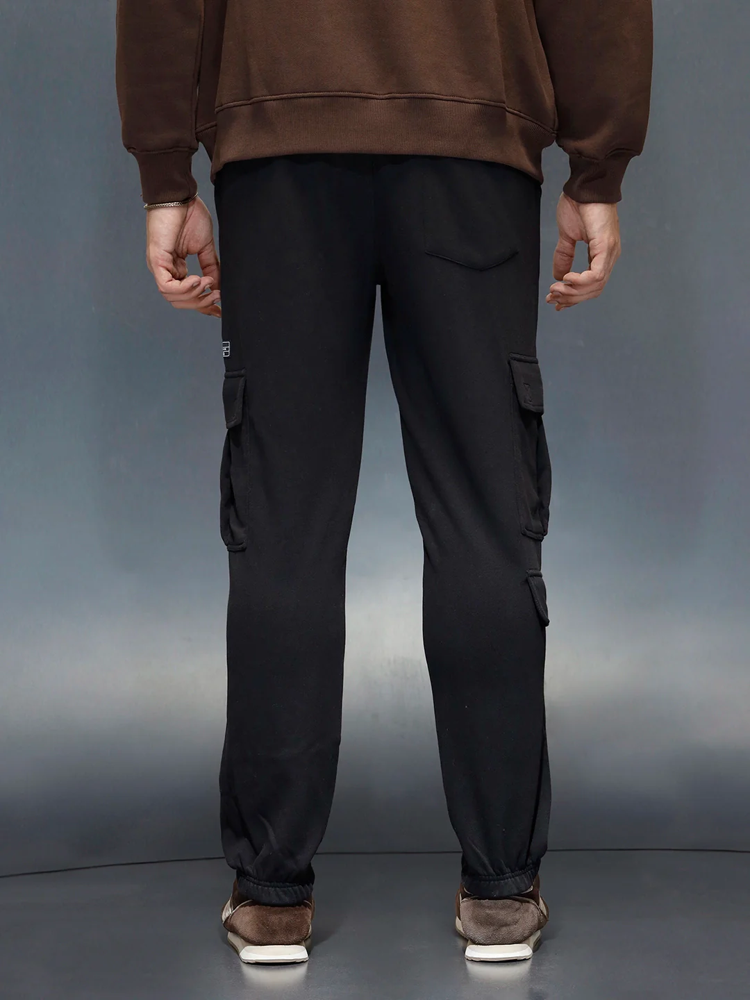 Men's casual straight fit knitted jogger | Black - Image 3