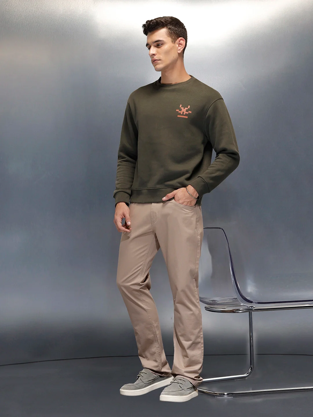 Men's casual straight fit trousers | Beige - Image 2