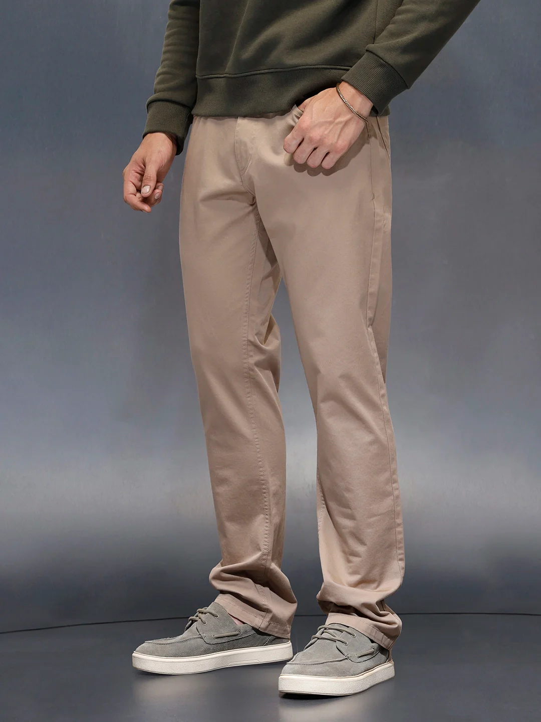 Men's casual straight fit trousers | Beige - Image 4