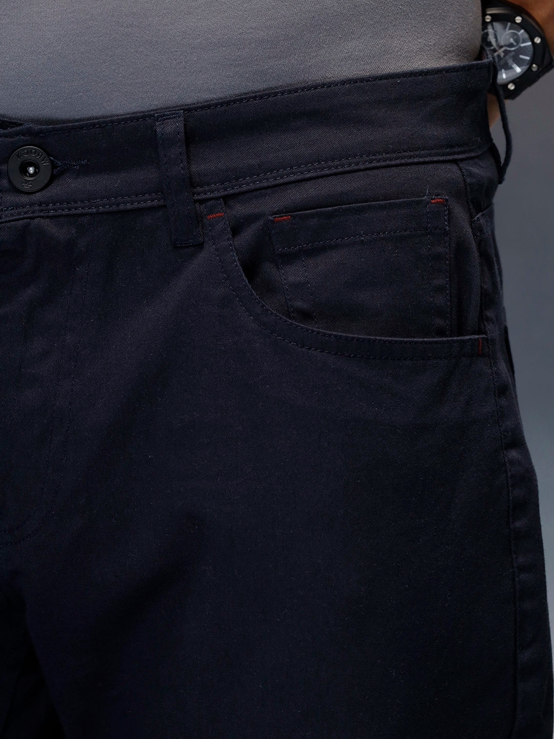 Men's casual straight fit trousers | Navy Blue - Image 5