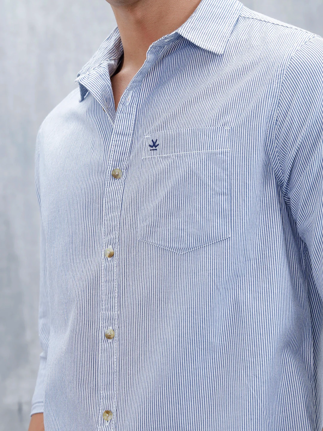 Men's Casual Striped Pattern Shirt | Blue - Image 5