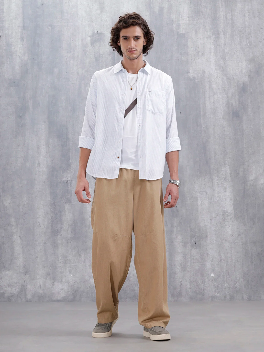 Men's Casual Striped Pattern Shirt | Light Blue - Image 2