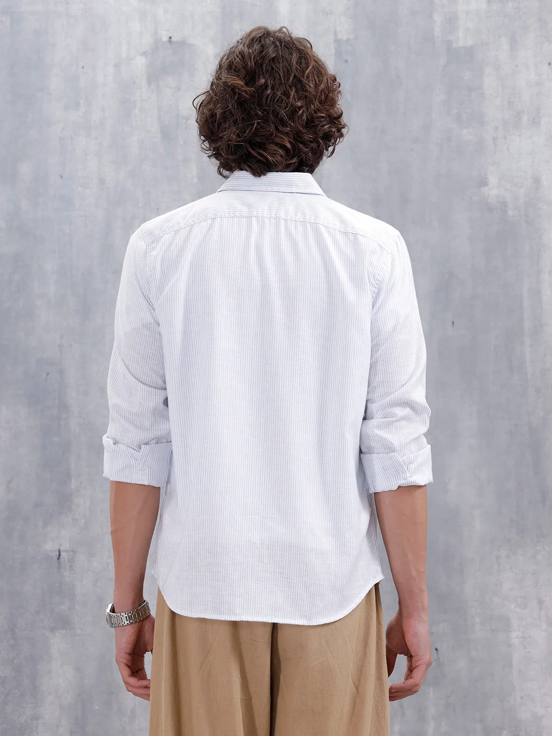 Men's Casual Striped Pattern Shirt | Light Blue - Image 3