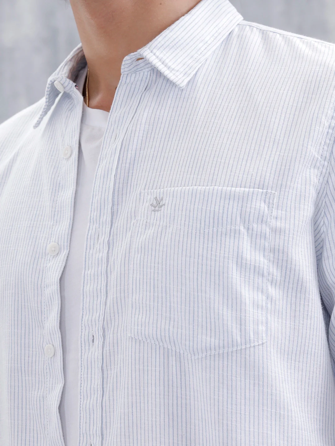 Men's Casual Striped Pattern Shirt | Light Blue - Image 5