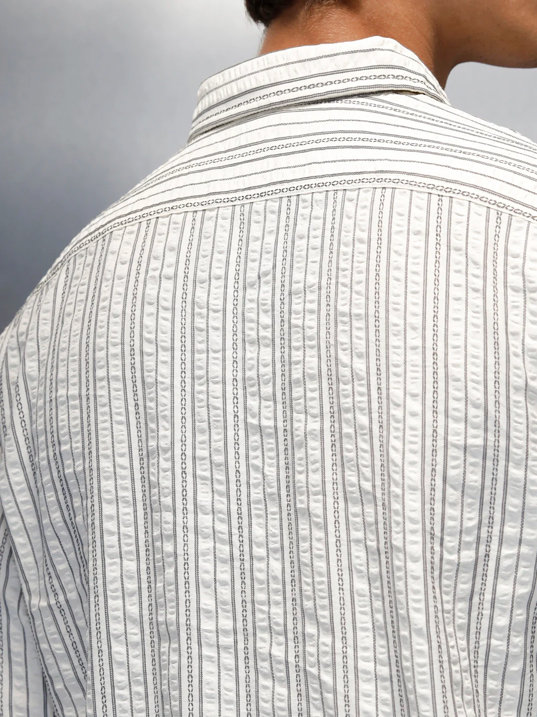 men's casual striped pattern shirt | Off White - Image 7