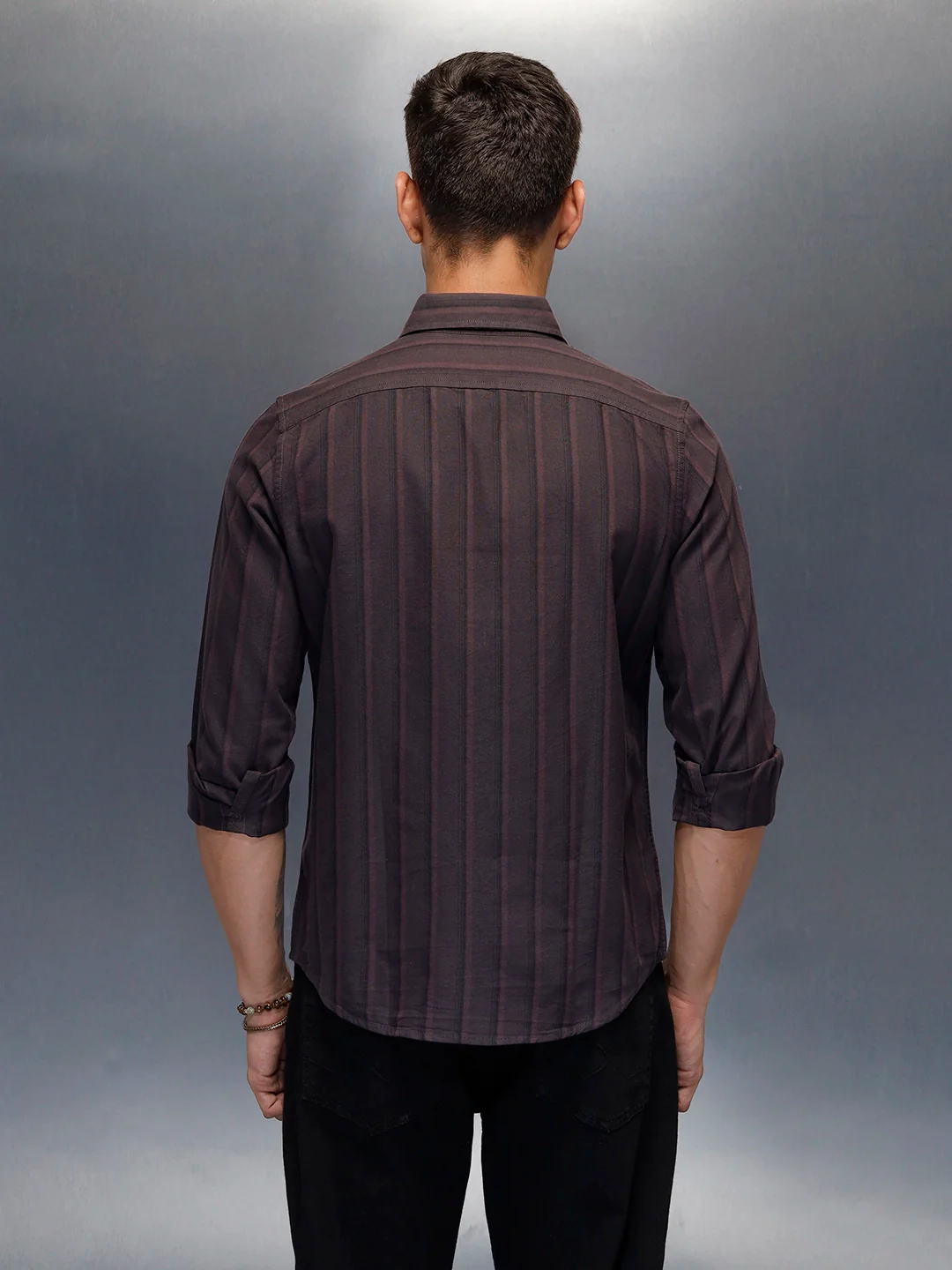 Men's casual striped pattern shirt | Purple - Image 3