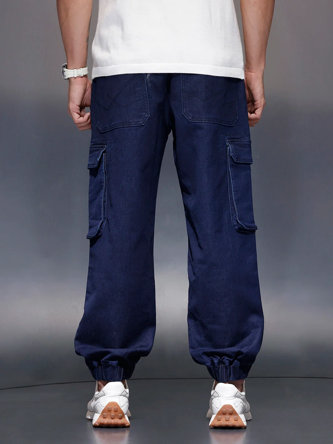 Men's casual wowen jogger with box pockets | Blue - Image 3