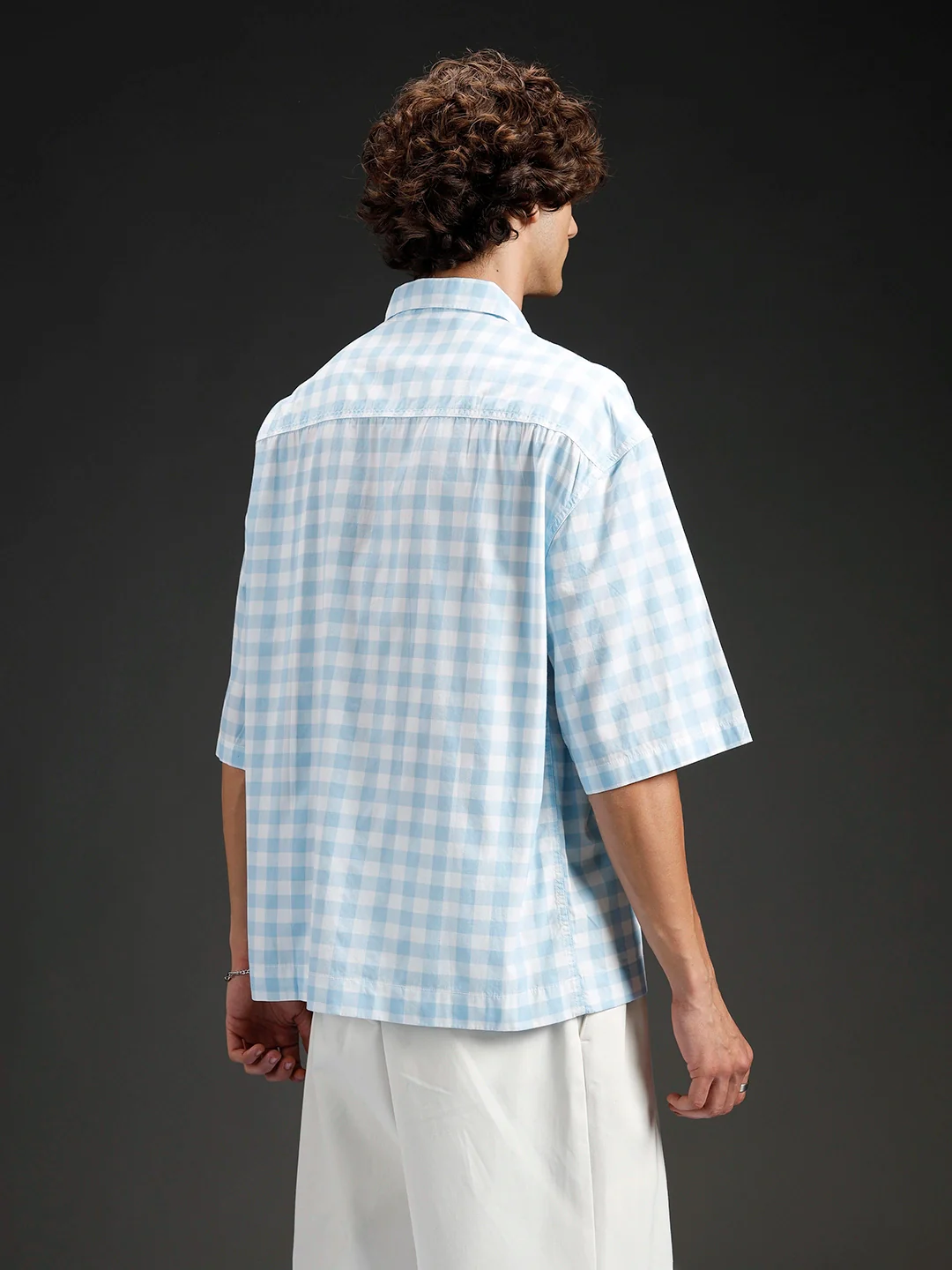 men's causal checkered pattern shirt | Blue - Image 3