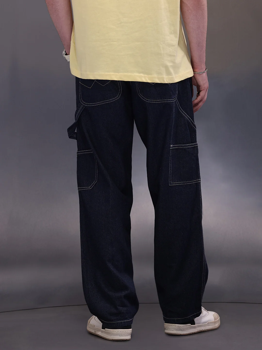 Men's causal loose fit carpenter jeans | Dark Blue - Image 3