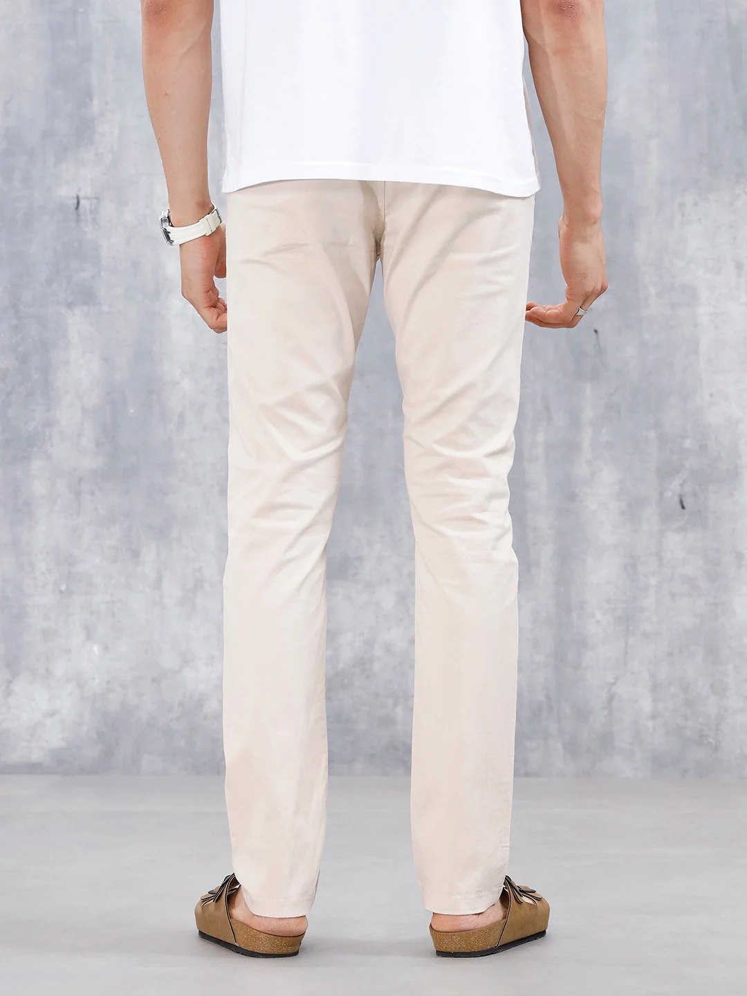Men's Causla Slim Fit Trousers | Beige - Image 3