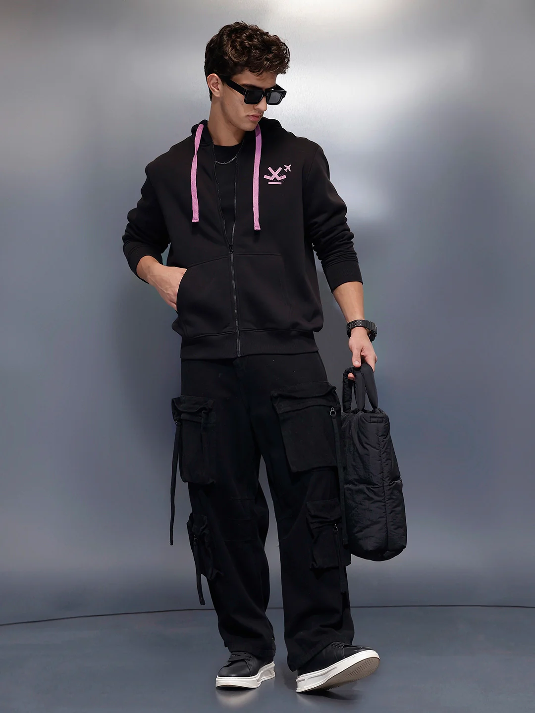 Men's Comfort Fit Hooded Sweatshirt   |  Black - Image 2