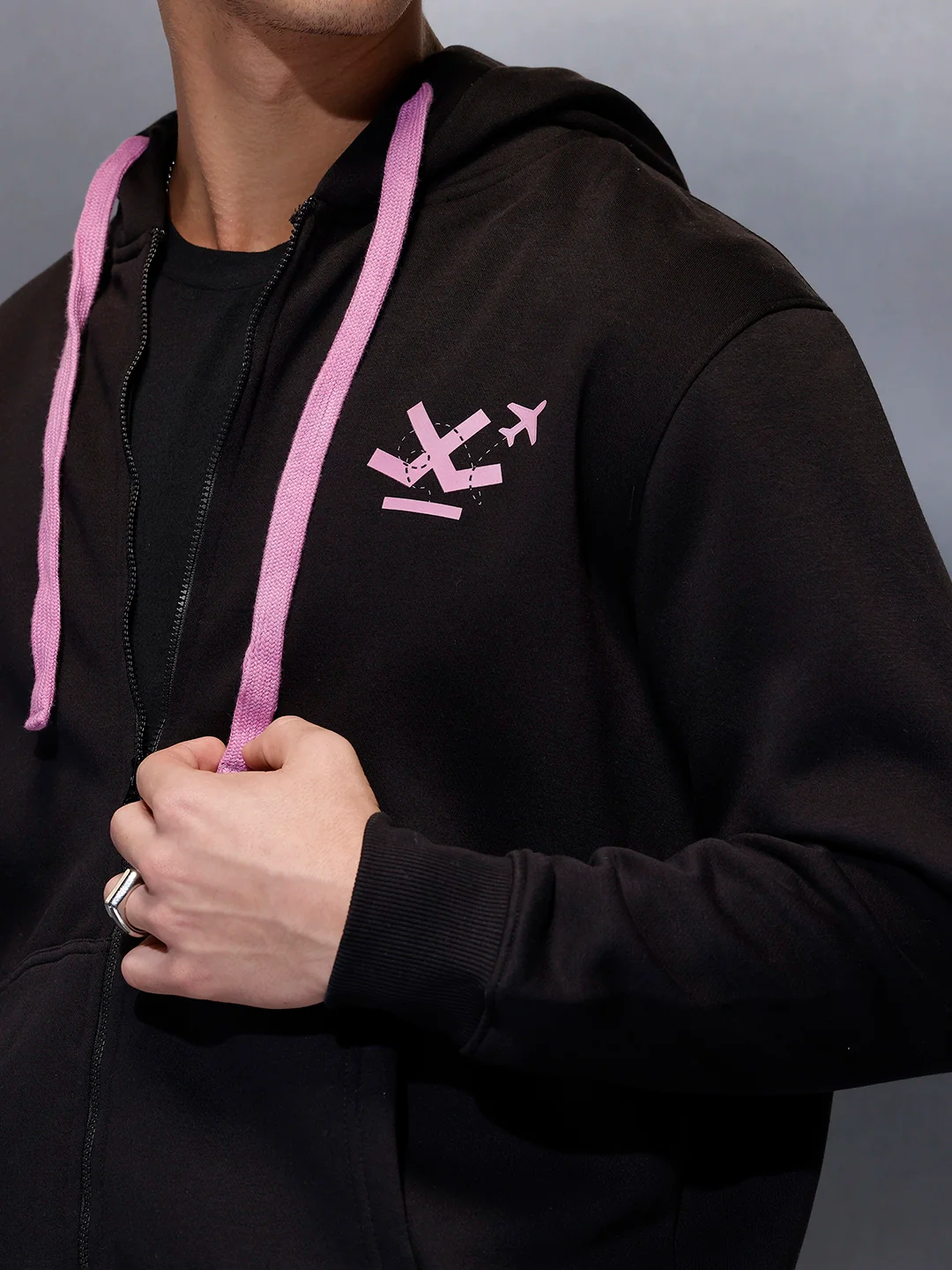 Men's Comfort Fit Hooded Sweatshirt   |  Black - Image 5