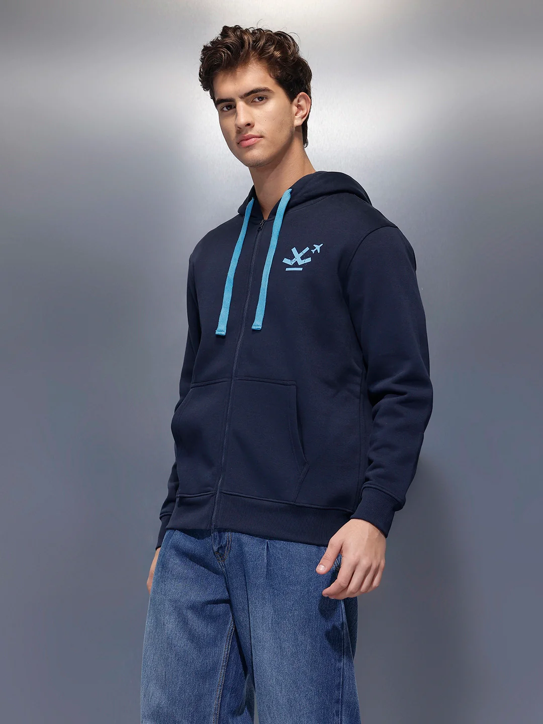 Men's Comfort Fit Hooded Sweatshirt   |  Navy Blue - Image 4
