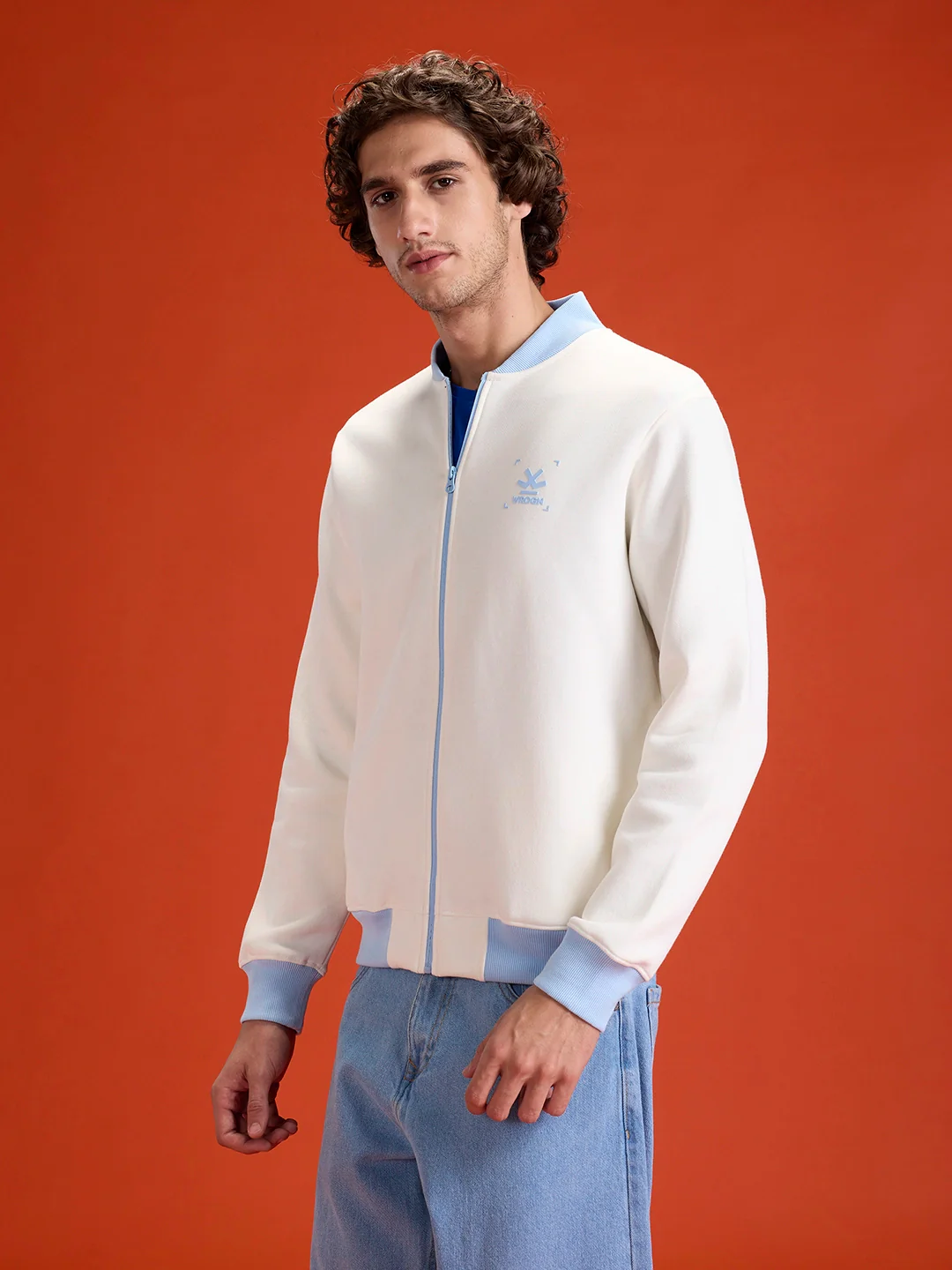 Men's Comfort Fit Zip-Up Sweatshirt |  White - Image 2