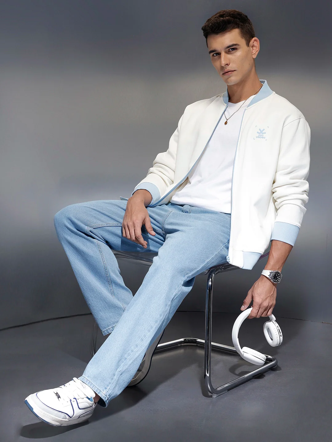 Men's Comfort Fit Zip-Up Sweatshirt |  White - Image 4