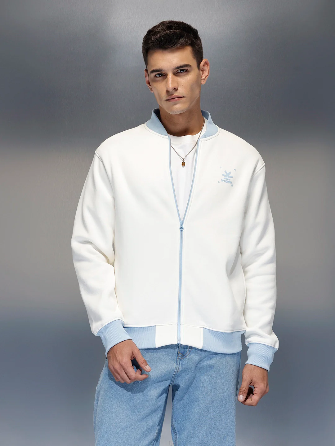 Men's Comfort Fit Zip-Up Sweatshirt |  White - Image 7