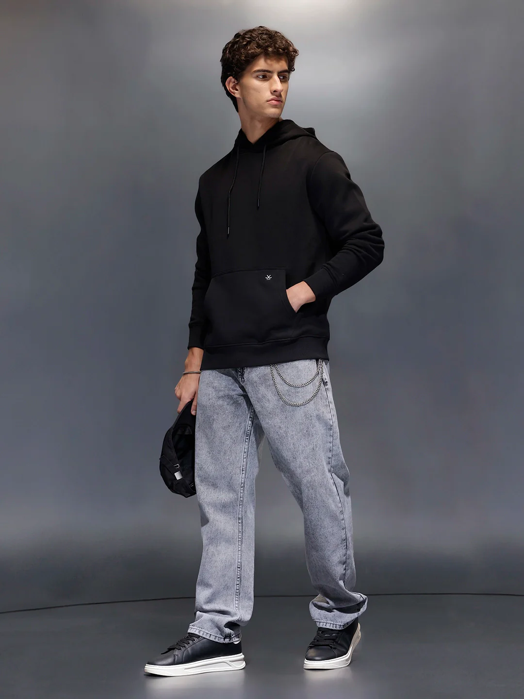 Men's Comfot Fit Graphic Print Hoodie  |  Black - Image 3