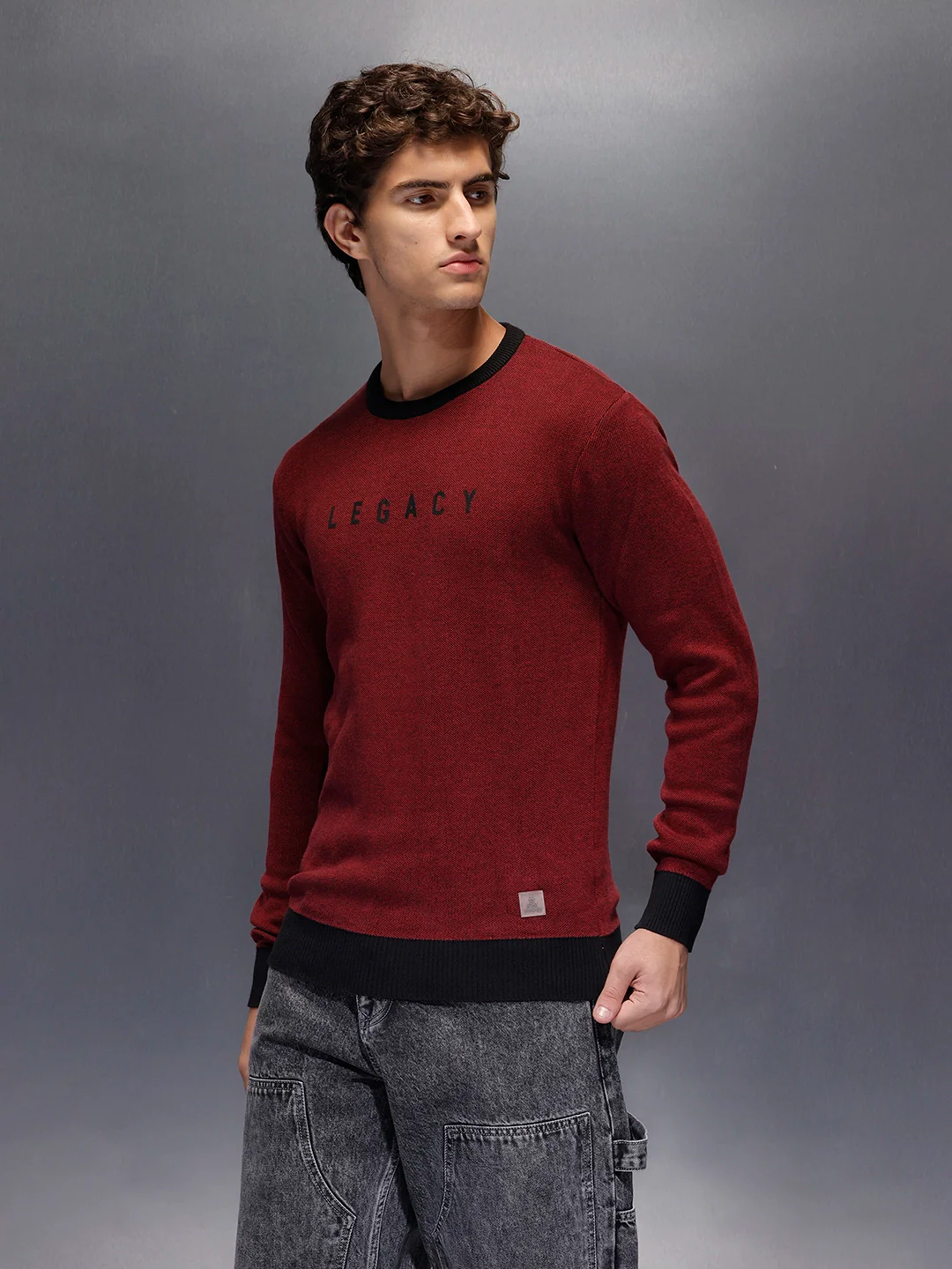 Men's Crewneck Pullover with Legacy Print  |  Maroon - Image 4