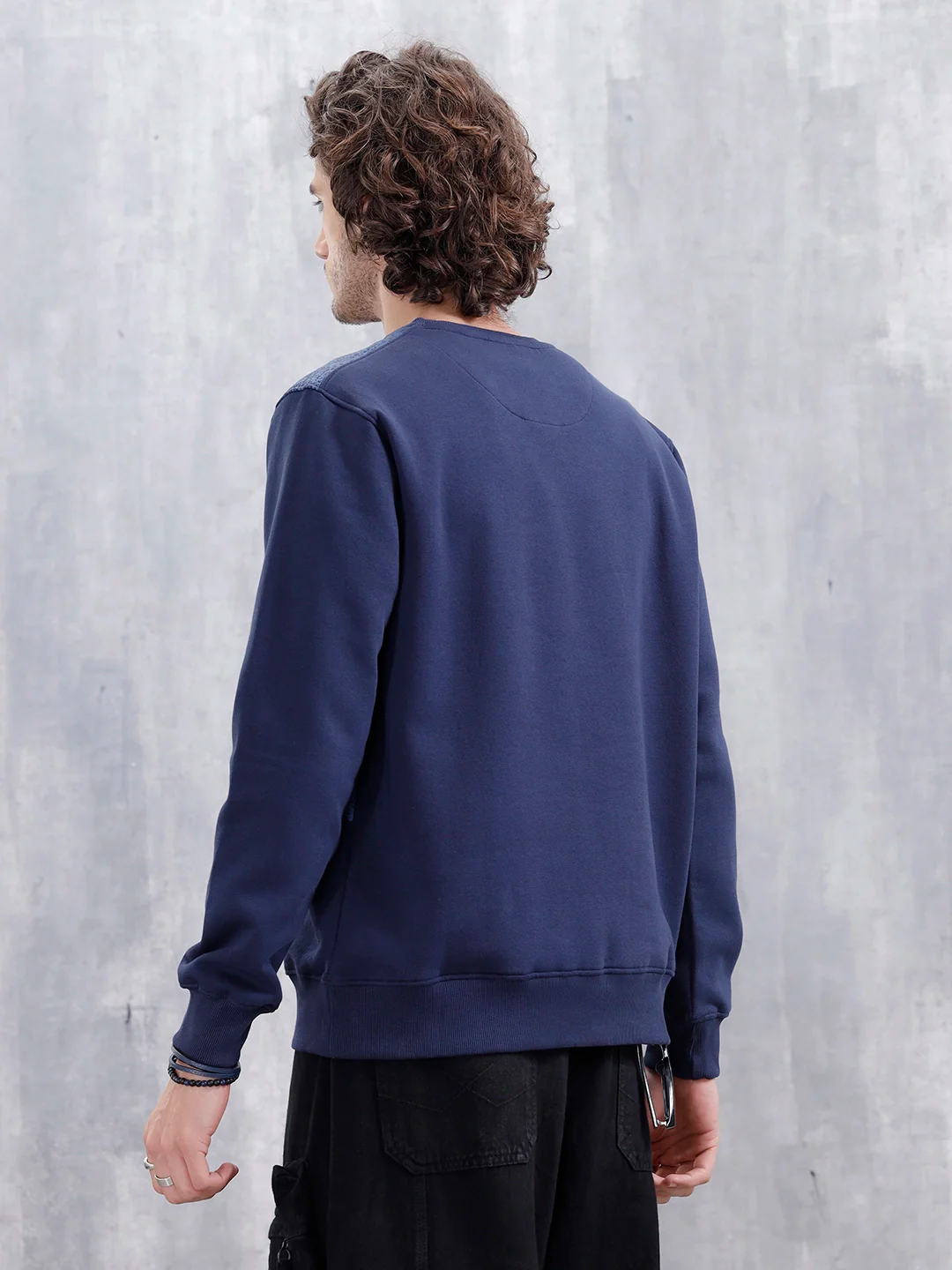Men's Graphic Printed Sweatshirt | Navy Blue - Image 3