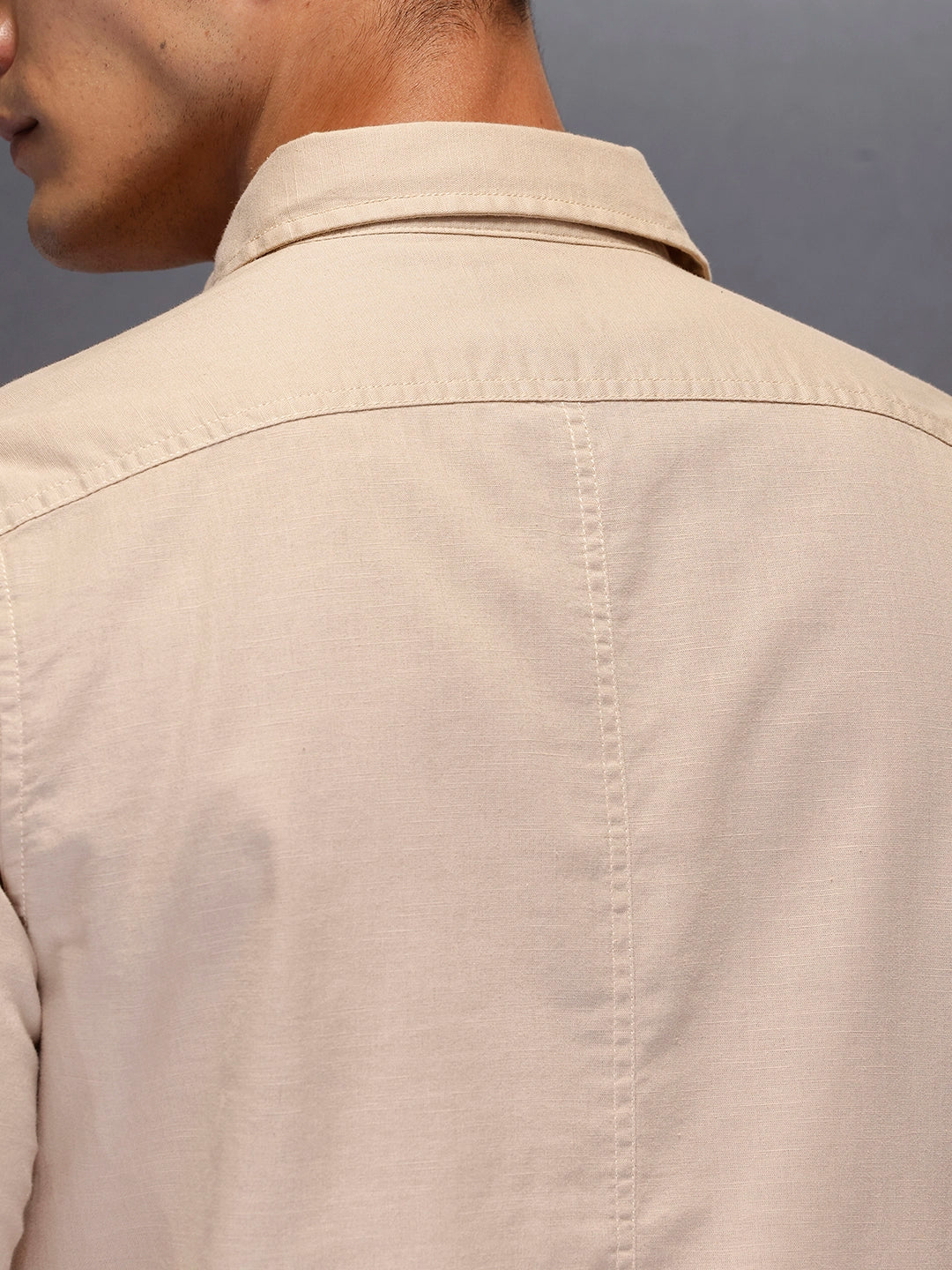 Men's minimal full sleeve shirt for everyday wear | Beige - Image 5