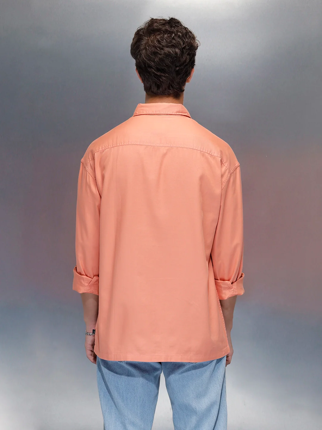 Men's oversize dual pocket shirt  | Peach - Image 3
